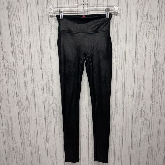 SPANX Pants - Womens Size XS Spanx Faux Leather Leggings Black EUC